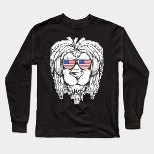 Rasta Reggae Lion USA Gift Rastafari Long Sleeve T-Shirt